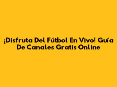 ¡Disfruta Del Fútbol En Vivo! Guía De Canales Gratis Online