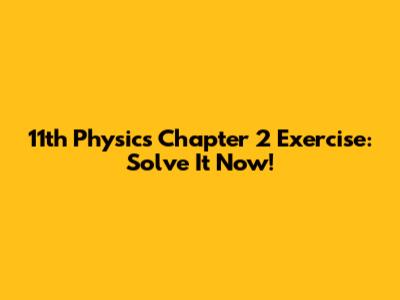 11th Physics Chapter 2 Exercise: Solve It Now!