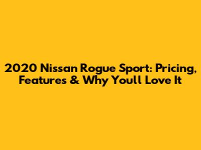 2020 Nissan Rogue Sport: Pricing, Features & Why You'll Love It