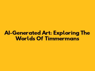AI-Generated Art: Exploring The Worlds Of Timmermans