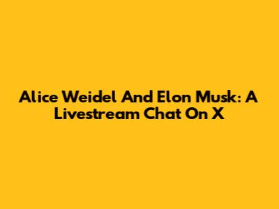 Alice Weidel And Elon Musk: A Livestream Chat On X