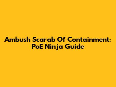 Ambush Scarab Of Containment: PoE Ninja Guide