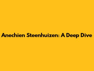 Anechien Steenhuizen: A Deep Dive