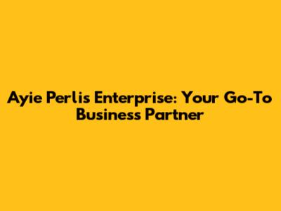 Ayie Perlis Enterprise: Your Go-To Business Partner
