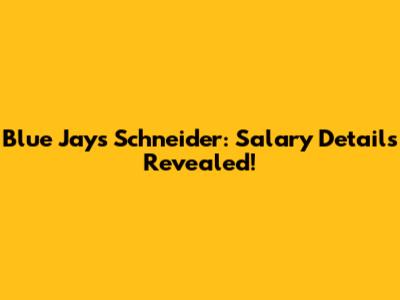 Blue Jays' Schneider: Salary Details Revealed!