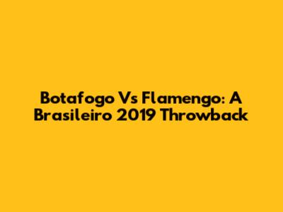 Botafogo Vs Flamengo: A Brasileiro 2019 Throwback