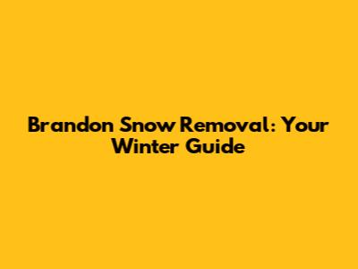 Brandon Snow Removal: Your Winter Guide