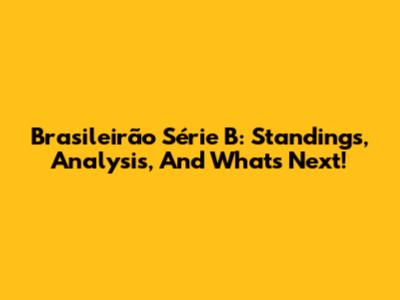 Brasileirão Série B: Standings, Analysis, And What's Next!