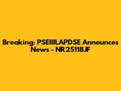 Breaking: PSEIIILAPDSE Announces News - NR25118JF