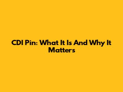 CDI Pin: What It Is And Why It Matters