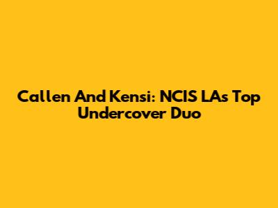 Callen And Kensi: NCIS LA's Top Undercover Duo