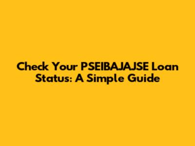 Check Your PSEIBAJAJSE Loan Status: A Simple Guide