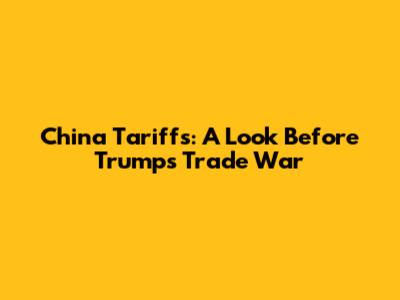 China Tariffs: A Look Before Trump's Trade War