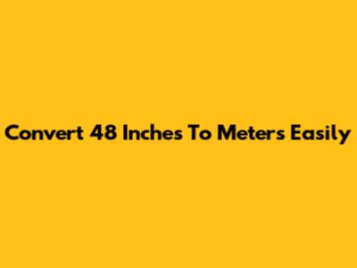 Convert 48 Inches To Meters Easily
