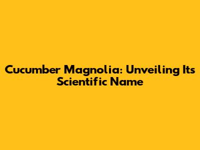 Cucumber Magnolia: Unveiling Its Scientific Name