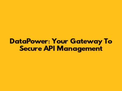 DataPower: Your Gateway To Secure API Management
