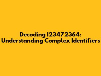 Decoding I23472364: Understanding Complex Identifiers