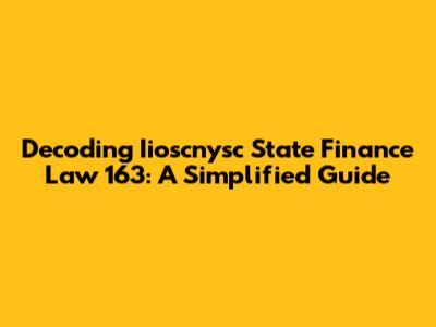 Decoding Iioscnysc State Finance Law 163: A Simplified Guide