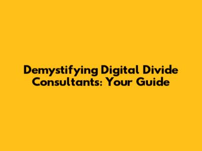Demystifying Digital Divide Consultants: Your Guide