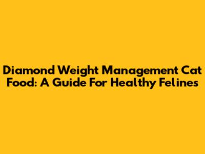 Diamond Weight Management Cat Food: A Guide For Healthy Felines