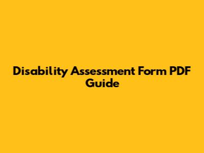 Disability Assessment Form PDF Guide