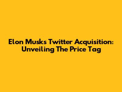 Elon Musk's Twitter Acquisition: Unveiling The Price Tag