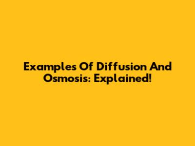 Examples Of Diffusion And Osmosis: Explained!