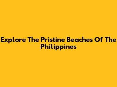 Explore The Pristine Beaches Of The Philippines