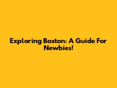 Exploring Boston: A Guide For Newbies!