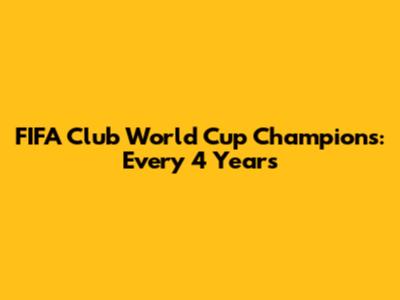 FIFA Club World Cup Champions: Every 4 Years