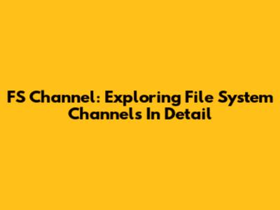 FS Channel: Exploring File System Channels In Detail