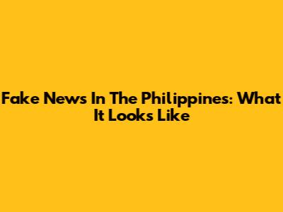 Fake News In The Philippines: What It Looks Like