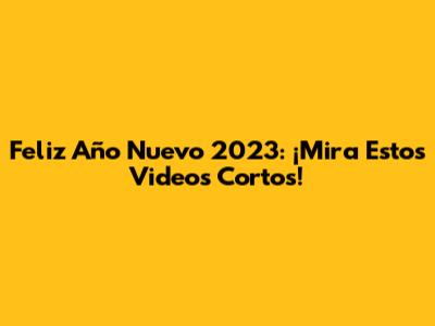 Feliz Año Nuevo 2023: ¡Mira Estos Videos Cortos!