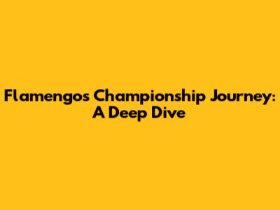 Flamengo's Championship Journey: A Deep Dive