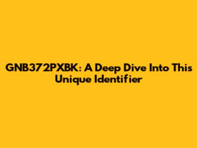 GNB372PXBK: A Deep Dive Into This Unique Identifier