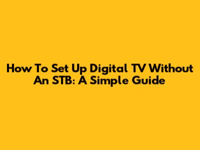 How To Set Up Digital TV Without An STB: A Simple Guide