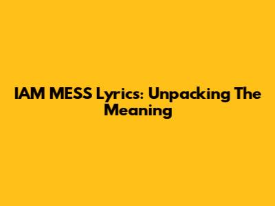 IAM MESS Lyrics: Unpacking The Meaning