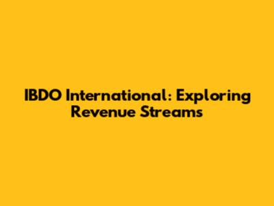 IBDO International: Exploring Revenue Streams