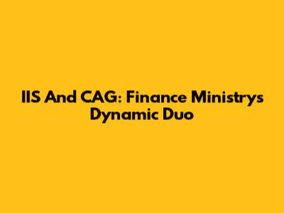 IIS And CAG: Finance Ministry's Dynamic Duo