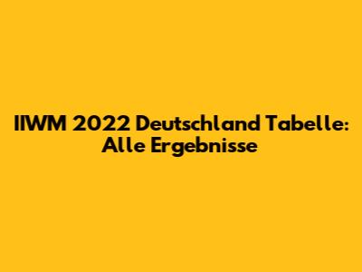 IIWM 2022 Deutschland Tabelle: Alle Ergebnisse