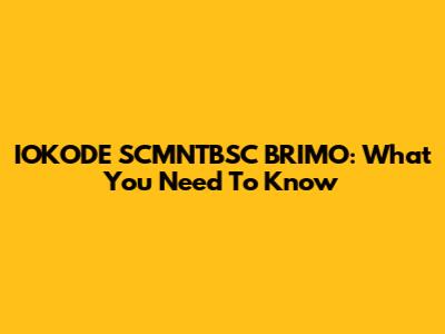 IOKODE SCMNTBSC BRIMO: What You Need To Know