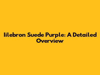 Iilebron Suede Purple: A Detailed Overview