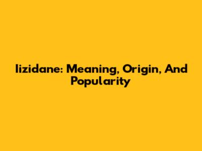Iizidane: Meaning, Origin, And Popularity