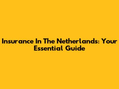 Insurance In The Netherlands: Your Essential Guide