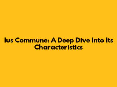Ius Commune: A Deep Dive Into Its Characteristics