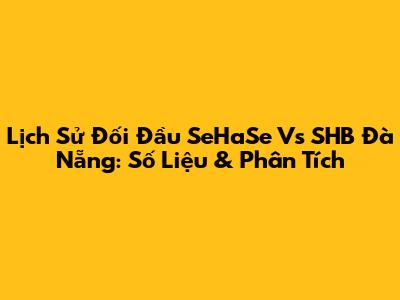 Lịch Sử Đối Đầu SeHaSe Vs SHB Đà Nẵng: Số Liệu & Phân Tích
