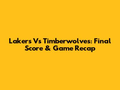 Lakers Vs Timberwolves: Final Score & Game Recap