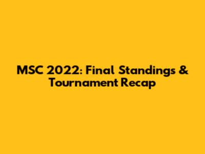 MSC 2022: Final Standings & Tournament Recap