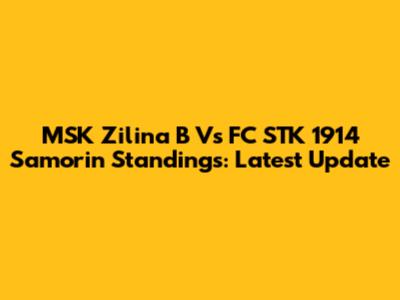 MSK Zilina B Vs FC STK 1914 Samorin Standings: Latest Update
