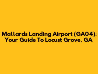 Mallards Landing Airport (GA04): Your Guide To Locust Grove, GA